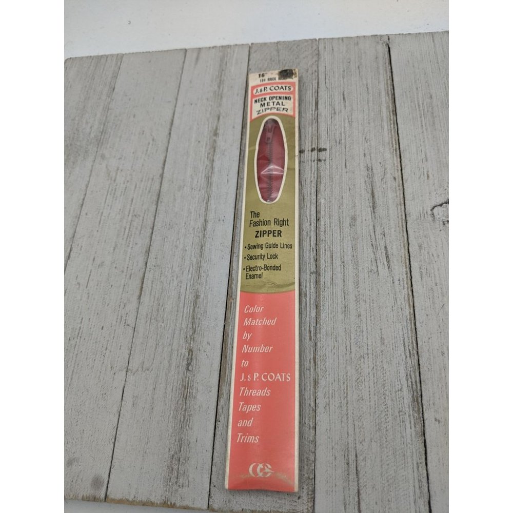 Vintage J&P Coats Neck Opening Metal Zipper 16" Brick Rust 184 Red